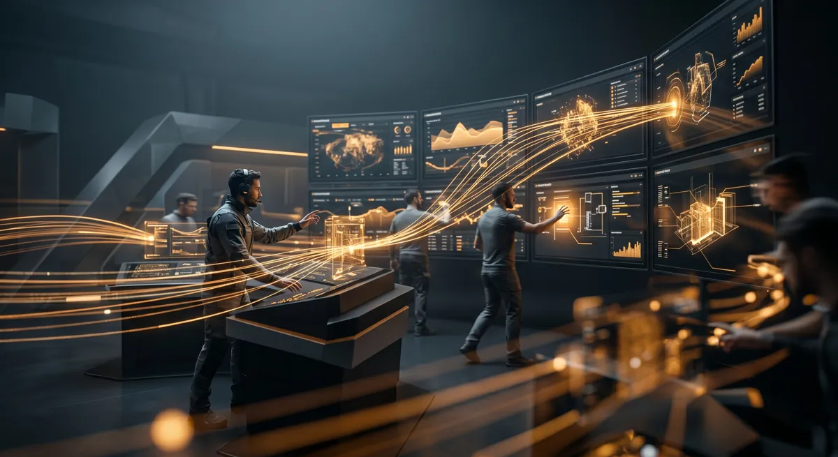 Team verbindet im Operations-Room mehrere Marktplatz-Dashboards zu einer Multichannel-Steuerung